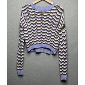 Hollister Womens Cropped Wave Pattern Crochet Sweater XS